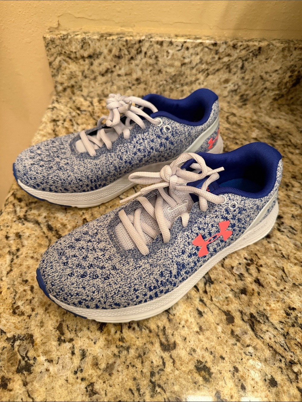 Under Armour Blue Knit Athletic Sneakers with Pink Logo